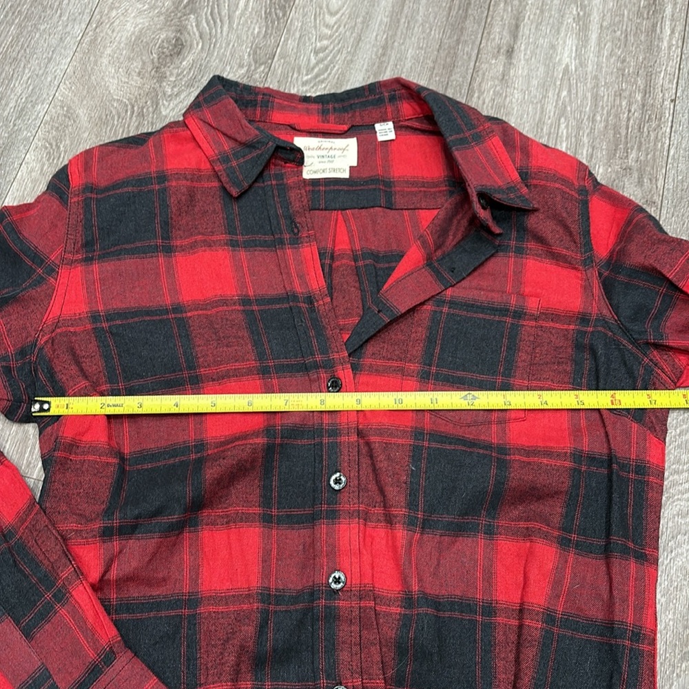Red and Black Plaid Button-Up Flannel Shirt - Picture 3 of 5